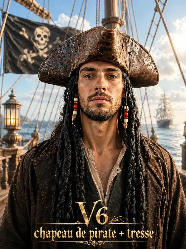 Chapeau pirate + tresse