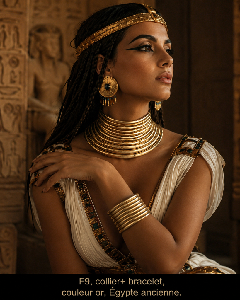 Collier +bracelet Égypte ancien or plastique++