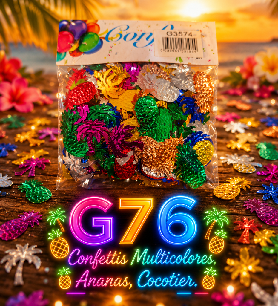 Confettis multicolore ananas cocotier