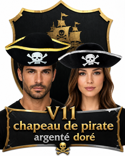 [V11] Chapeau pirate or argent