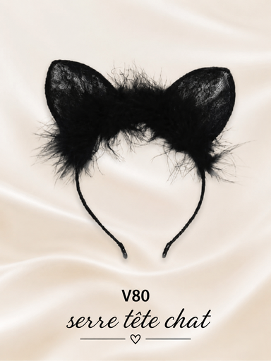 [V80] Serre-tête chat dentelle