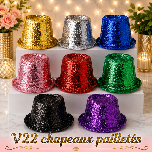 [V22] Chapeau  pailletté plastique