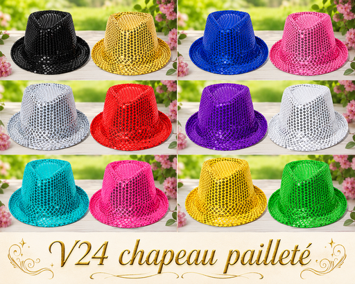 [V24] Chapeau pailleté tissu