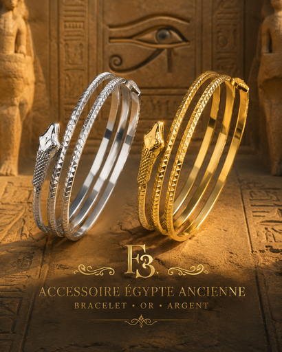 [F3] Bracelet or argent accessoires Égypte ancien
