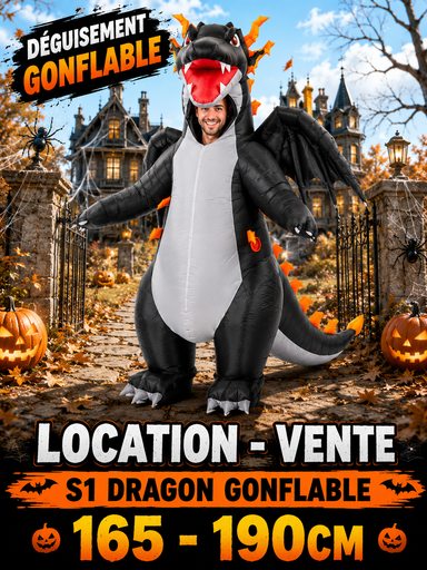 [S1] Dragon noir déguisement gonflable
