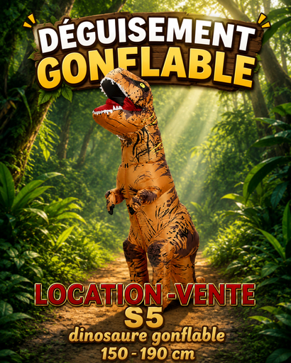 [S5] Dinosaure orange déguisement gonflable adulte