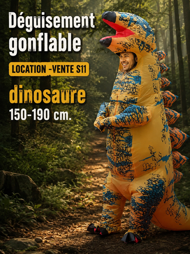 [S11] Dinosaure orange adulte déguisement gonflable