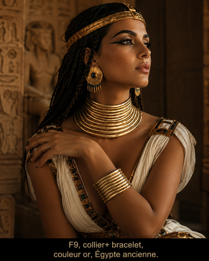 [F9] Collier +bracelet Égypte ancien or plastique++