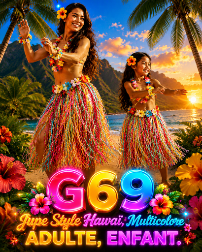 [J69] Jupe Hawaii multicolore